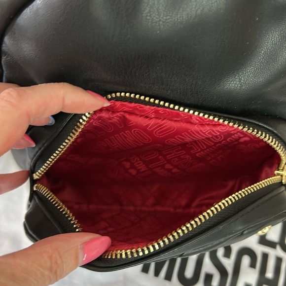 Love Moschino BORSA Matt Black Mini Backpack With Gold Heart Studs Logo main image 5
